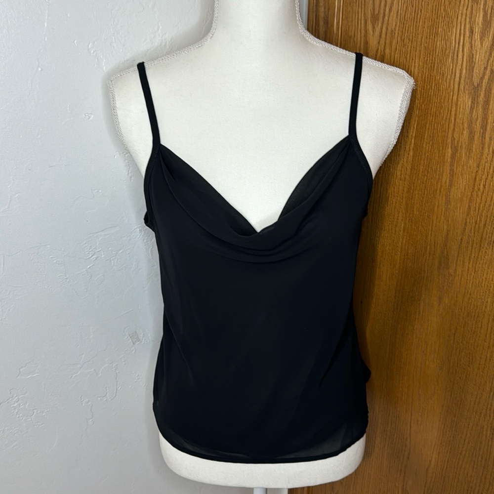 Vintage Stanley Scott Socr’ee black chiffon draped neck tank 8